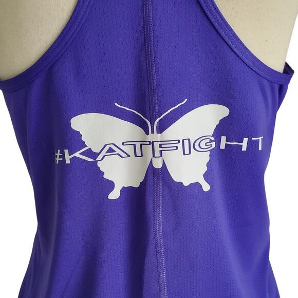 Under Armour HeatGear® Racerback Tank Top Deep Purple White Katfight logo Size M - Picture 5 of 11